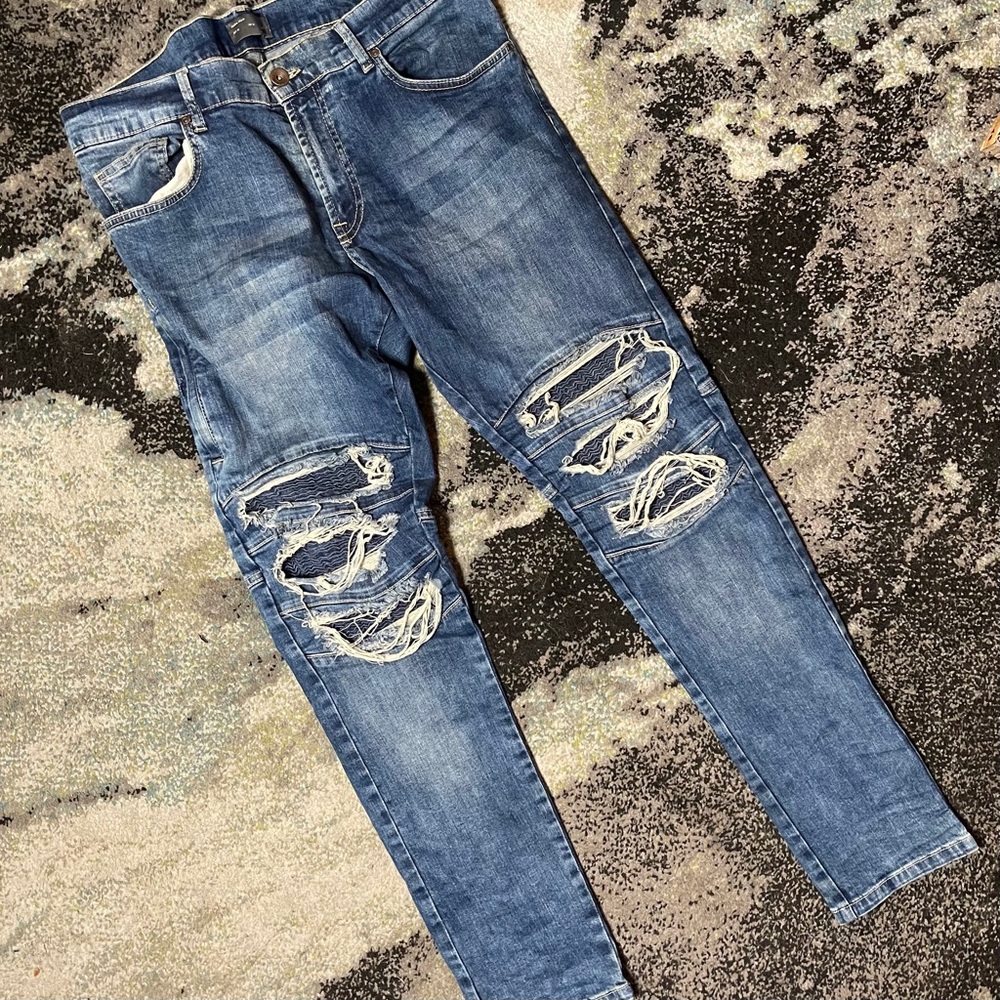 Zara Men’s Ripped Biker Jeans